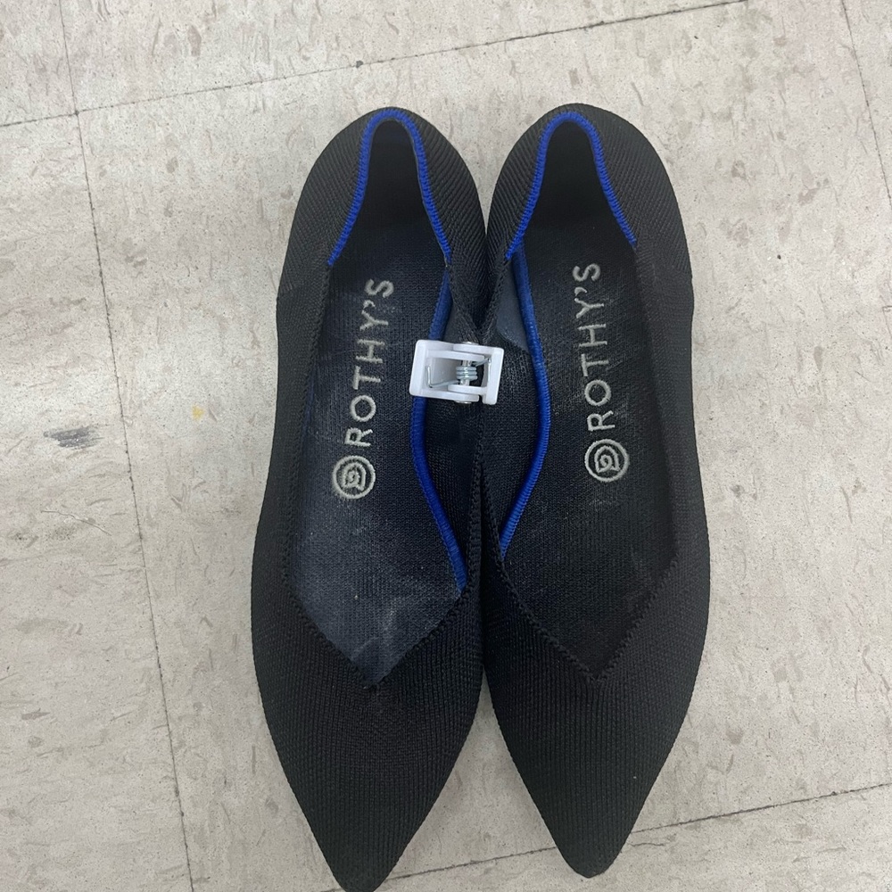 Rothys The Point Black  Pointed Toe Slip on Flat Shoes